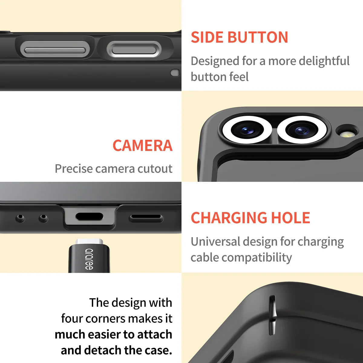 Araree Samsung Z Flip 6 Aero Flex With Finger Ring Holder - Black - Tashqila Araree Samsung Z Flip 6 Aero Flex With Finger Ring Holder - Black - Tashqila
